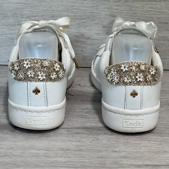 Keds x Kate Spade Ace Flower Appliqué White Sneakers ~ Size 8 - Picture 12 of 12